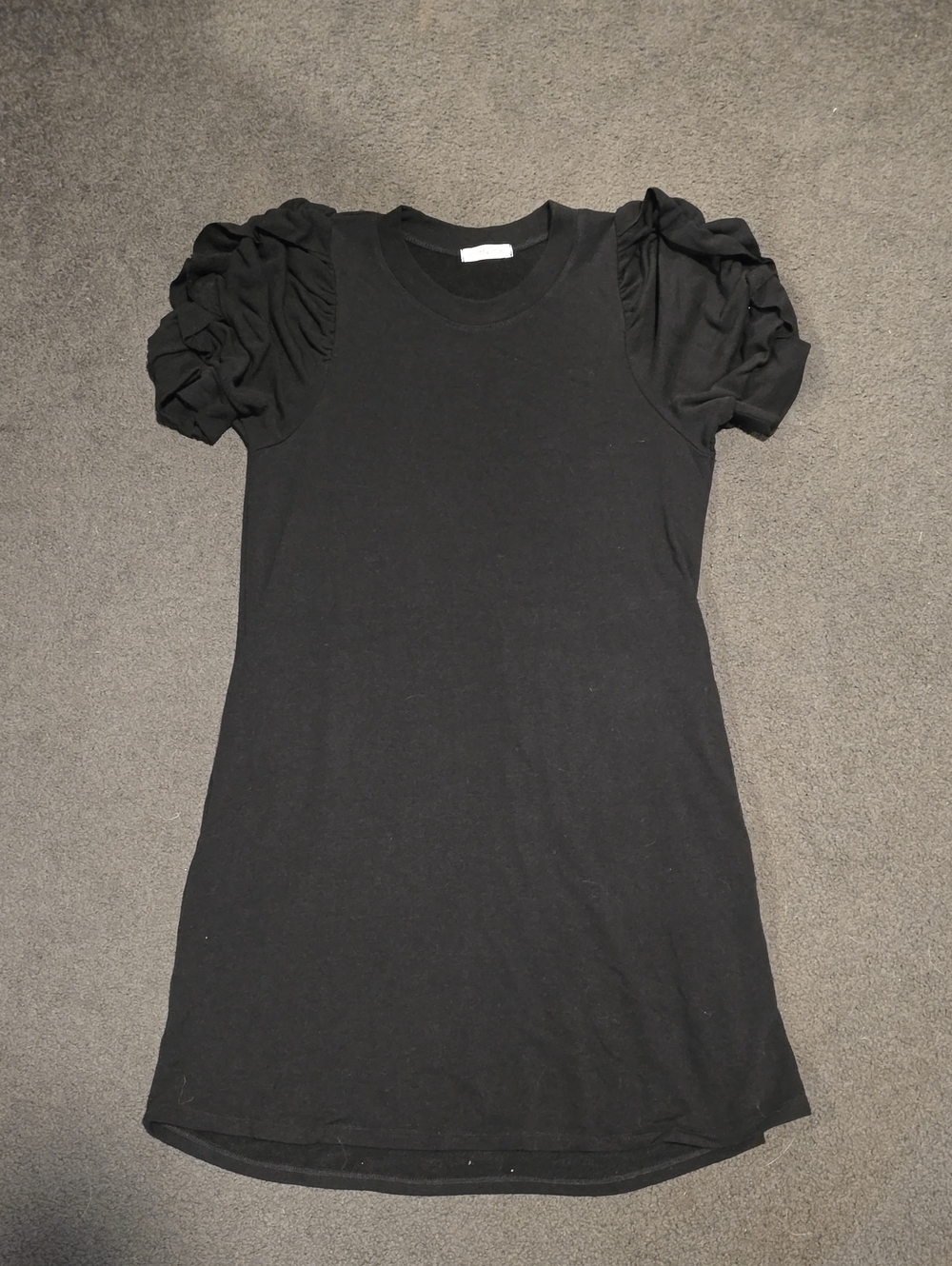 Cherish Black Puff-Sleeve Midi Dress